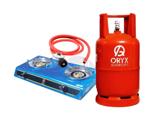 Oryx Gas 13kg Full Set with 2 Burner Gas Stove – Ready to Cook Cooking Gas