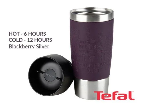 TEFAL Thermal Travel Mug 0.36 L, Blackberry Silver - K3085114