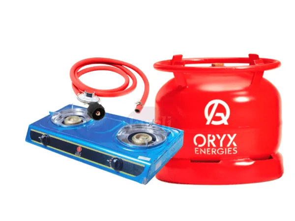 IQRA 2 Burner Gas Stove with Oryx 6kg Gas Full Set, Automatic Ignition