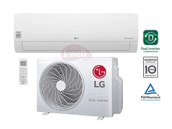 LG 18000 BTU Wall Split Air Conditioner, R410a - S4-Q18 KL3QA DUALCOOL Inverter Air Conditioner, 2.0HP, 70% Energy Saving, 40% Faster Cooling