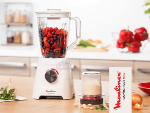 Moulinex Smoothie Blender LM422127; 600-watt Blender with 1 Grinder, 2-liter large jar, Blendforce