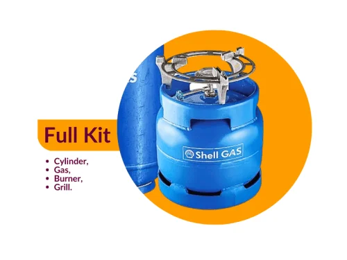 Shell Gas 6kg Full Kit; Gas Cylinder, Gas (6kg), Burner, Grill – Ready to Cook Cooking Gas