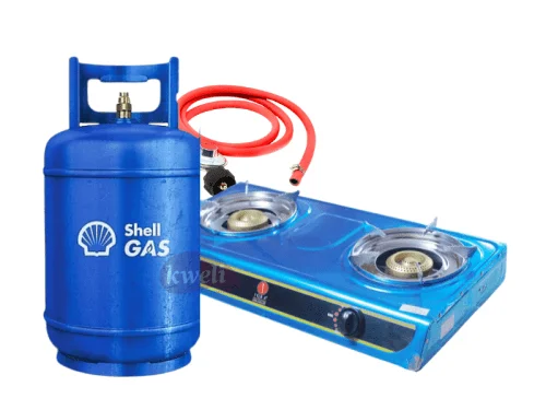 Shell Gas 12kg Full Set with 2 Burner Steel-top Gas Stove – Ready to Cook Cooking Gas