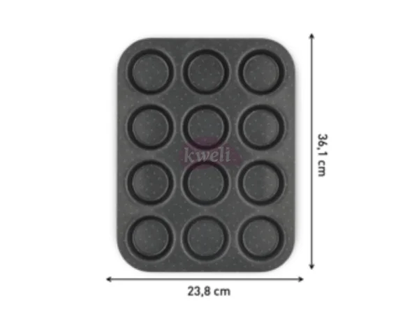 Tefal 12 Hole Bun Tray Oven Dish 30x23cm - J5542802; Non Stick, Aluminium, Black