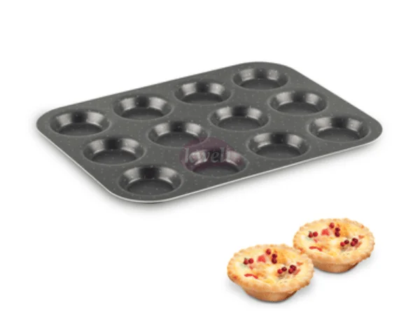 Tefal 12 Hole Bun Tray Oven Dish 30x23cm - J5542802; Non Stick, Aluminium, Black