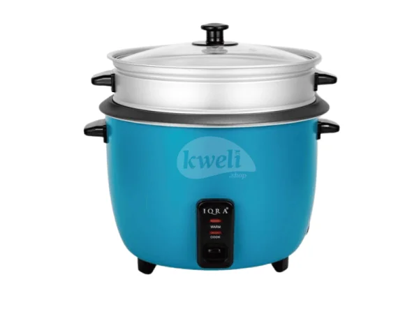 IQRA 2.8-liter Rice Cooker with Steamer IQRC28ST, Blue, 1,000 watts