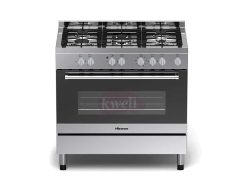 Hisense 90cm Cooker HF942GEES; 4 Gas Burners, 2 Electric Plates, Electric Oven, Flame Failure Safety Combo Cookers