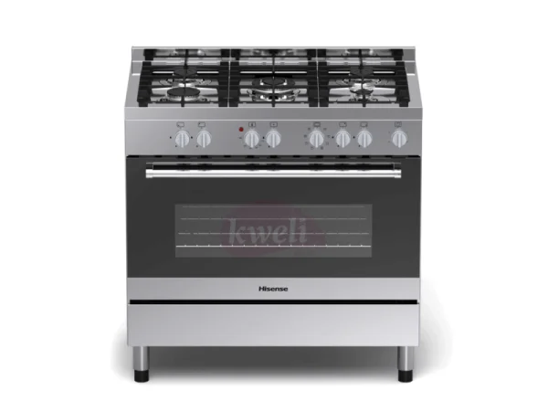 Hisense 90cm Cooker HF942GEES; 4 Gas Burners, 2 Electric Plates, Electric Oven, Flame Failure Safety