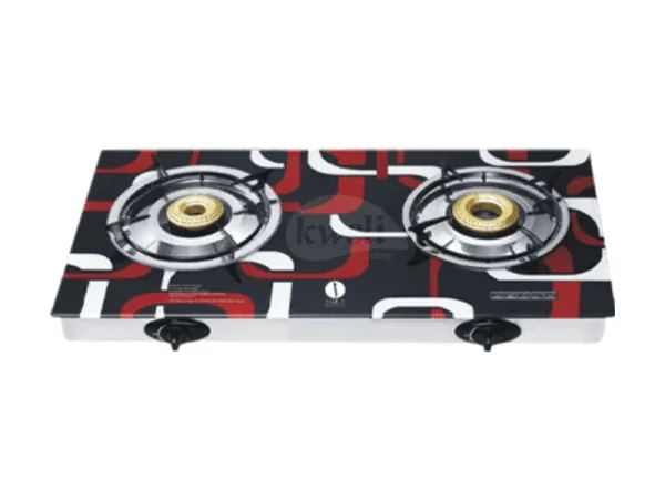 IQRA Gas Stove IQ-GS2BG; Auto Ignition, 2-Gas Burner Glass Top Gas Stove