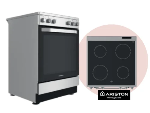 Ariston 60cm 4 Electric Cooker Oven with Vitro Ceramic Cooktop AS68V8KHX Cookers Ariston cooker