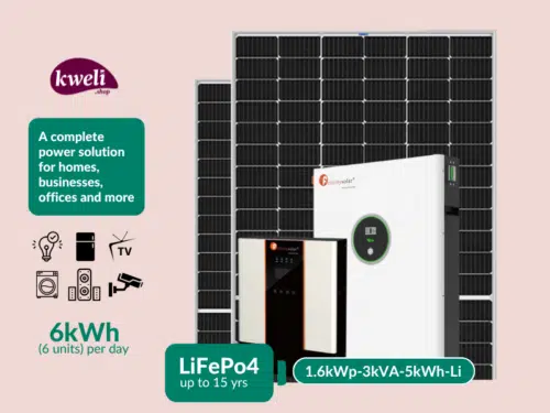 Kweli Energy 1.6kWp-3kVA-5kWh-Lithium Hybrid Solar System with WiFi Remote Monitoring; Complete Power Solution for Home and Office Complete Solar Systems 2