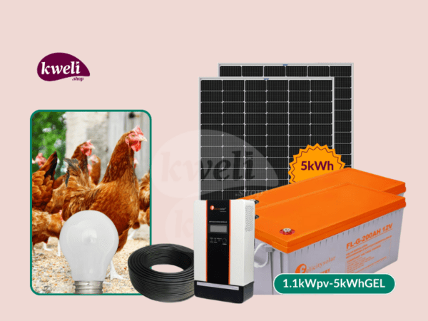 Kweli Energy 1.1kWpv 5kWh Solar Lighting System for a Poultry Farm (Chicken House); 35 bulbs for 24 hours