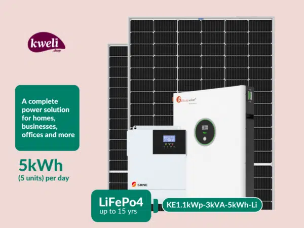 Kweli Energy 1.1kWp-3kVA-5kWh-Lithium Hybrid Solar System