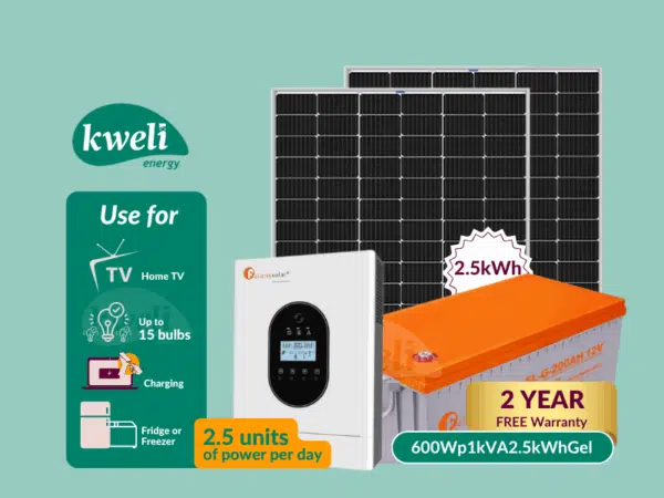 Kweli Energy 600W1000VA2.5kWh-Gel OffGrid Solar System