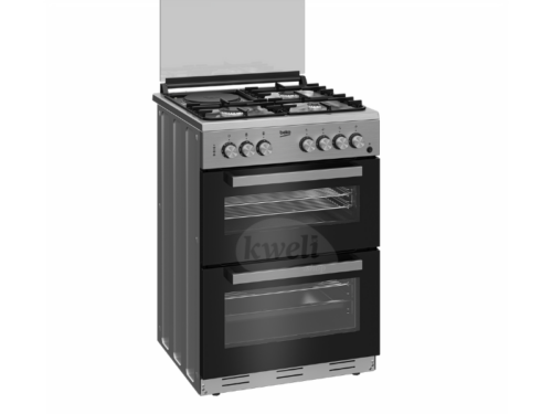 Beko 60x60cm Cooker FDF63110DXDSL; 3 Gas + 1 Electric Plate, Double Electric Oven + Grill, Fan Assisted, Cast Iron Pan Supports, Flame Failure Device, Pizza Tray, Inox Finish Beko Appliances