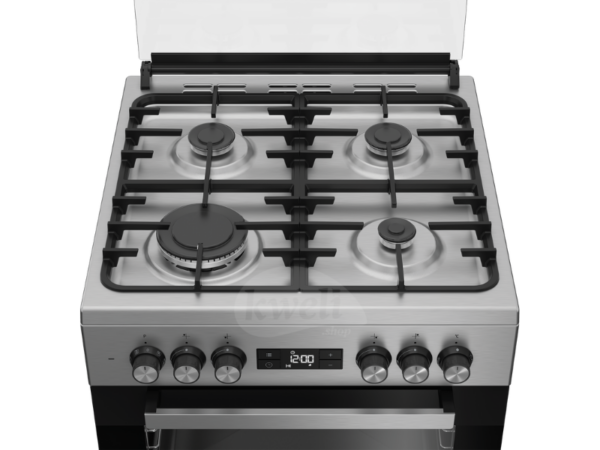 Beko 60x60cm Gas Cooker FSM61330DXDSL; 3 Gas + 1 Wok Burner, Fan-assisted Electric Oven + Grill, Cast Iron Supports, Flame Failure Device, Inox Finish