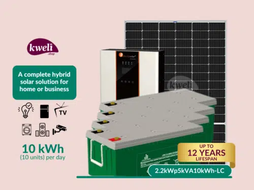 Kweli Energy 2.2kWp-5kVA10kWh-Lead Carbon Hybrid Solar System with WiFi remote monitoring; power all your home or office appliances Complete Solar Systems 2