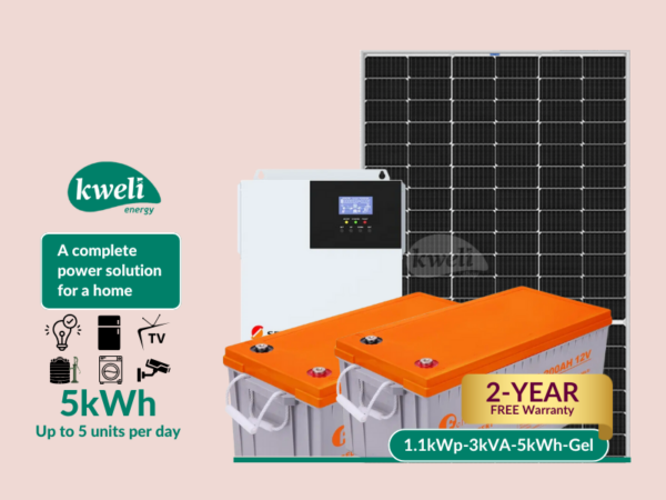 Kweli Energy 1.1kWp-3kVA-5kWh-Gel Hybrid Solar System