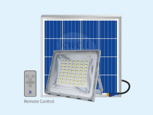 Blue Carbon 60W 5000-Lumen LED Solar Flood Light WaWa Light 6.0; 120W Solar Panel, 65Ah Lithium Battery, IP65 Waterproof, Auto Dusk-to-Dawn Operation, Remote Control Solar Flood Lights 2