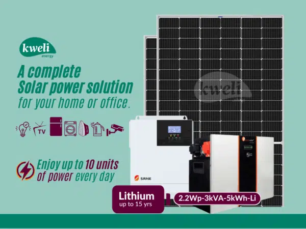 Kweli Energy 2.2kWp-3kVA-5kWh-Lithium Hybrid Solar System