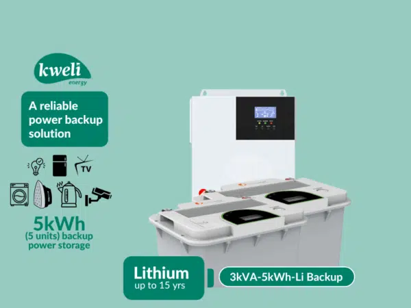 Kweli Energy 3kVA-5kWh1212 Lithium Hybrid Power Backup System; Durable Inverter-Battery Backup, Charge with Umeme/UEDCL or Generator,  Store upto 5 Units of Power