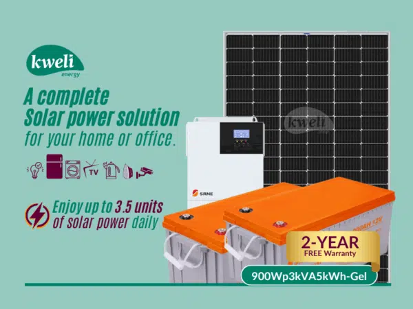 Kweli Energy 900Wp3kVA5kWh-Gel Hybrid Solar System