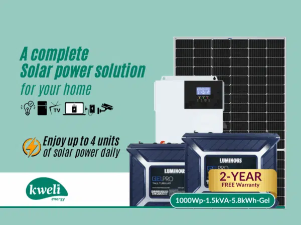 Kweli Energy 1kWp-1.5kVA-5.8kWh-Gel Hybrid Solar System